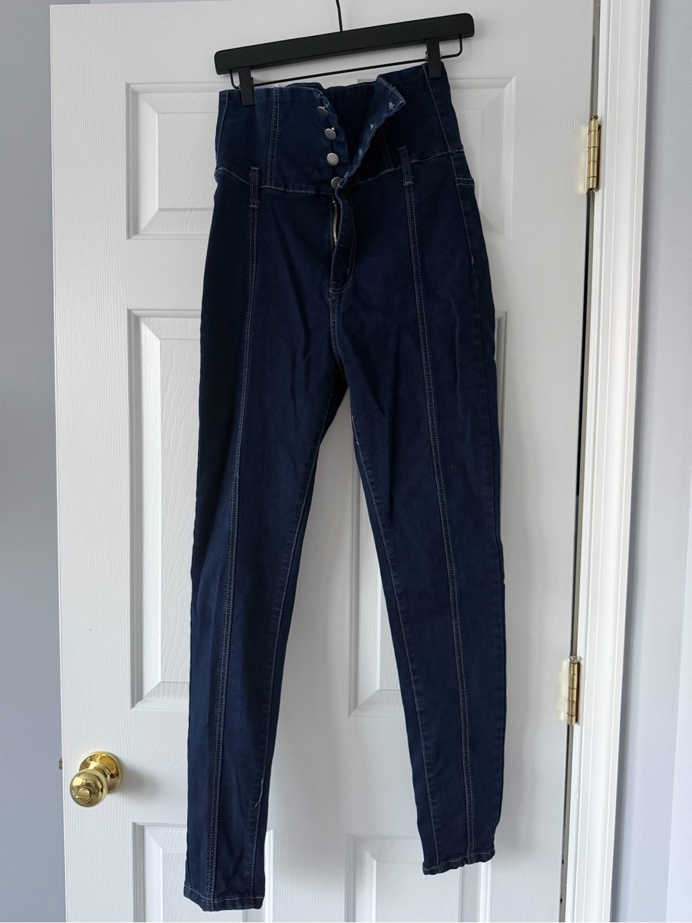 SHEIN Dark Navy High-Waist Straight Leg Jeans